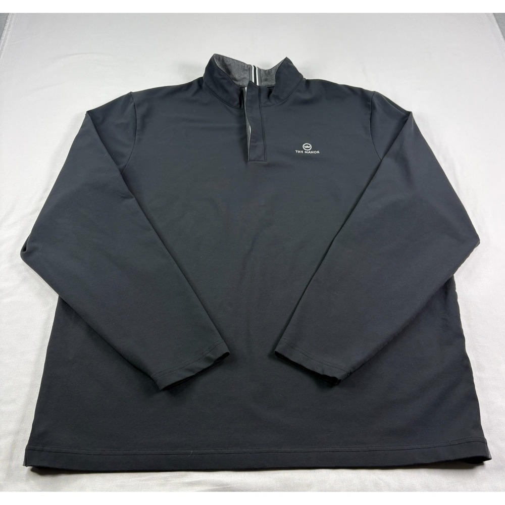 FootJoy Sweatshirt Mens 2XL Black Stretch Jersey 1/4 Zip Golf Pullover The Manor